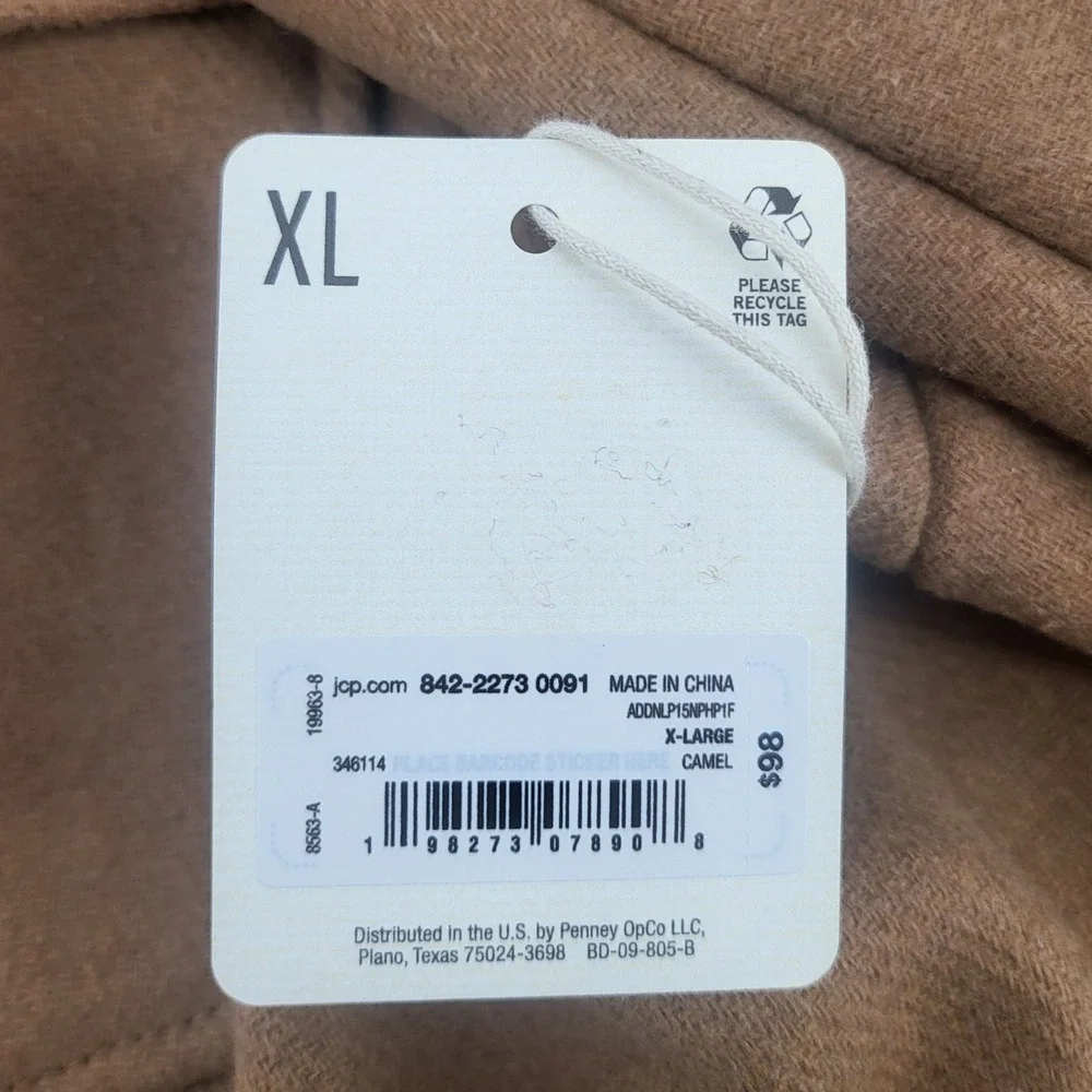 ANA a new approach Women's XL Camel Brown Button Down Lined Jacket‎ Shacket Coat